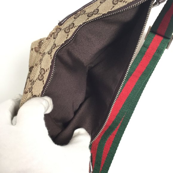 GUCCI 28566 Sherry GG Canvas Body Bag Waist Pouch Pattern Men Women ITC3HXU348UQ - Picture 9 of 10
